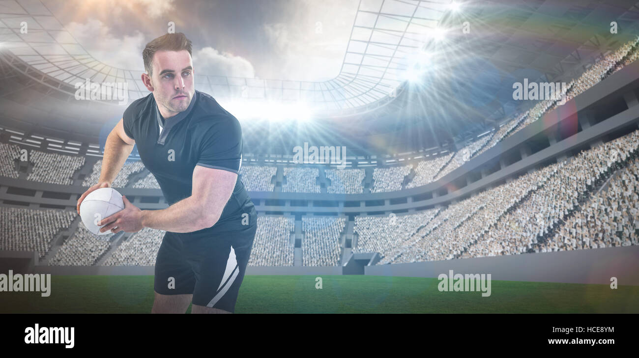 Immagine composita del giocatore di rugby di gettare la sfera 3D Foto Stock
