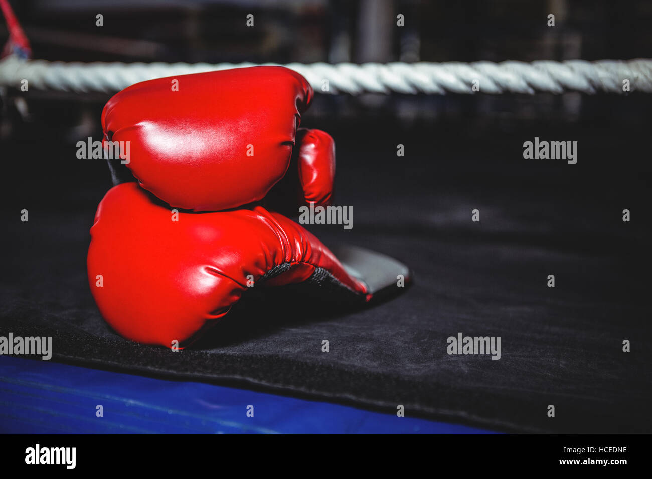 Coppia di red guantoni da pugilato Foto Stock
