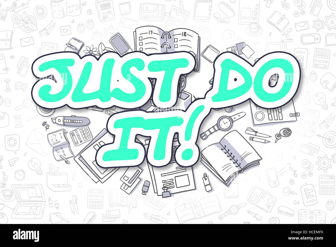 Just Do It - Cartoon verde iscrizione. Il concetto di business. Foto Stock
