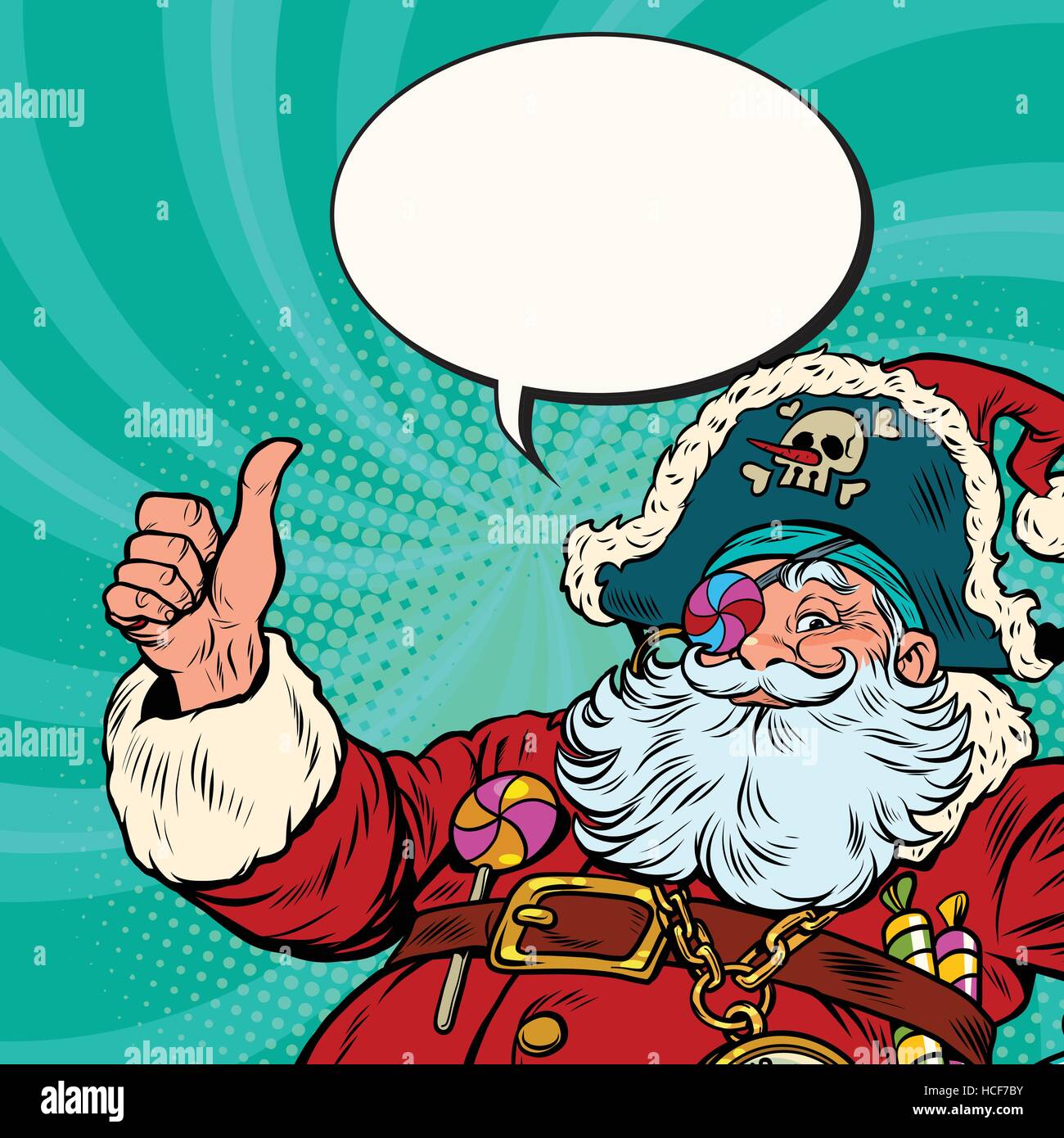 Santa Claus pirate augura buon natale Illustrazione Vettoriale