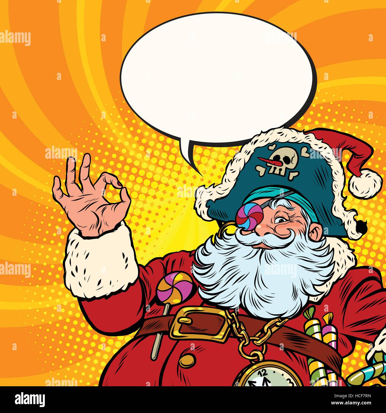 Santa Claus pirata gesto OK Illustrazione Vettoriale