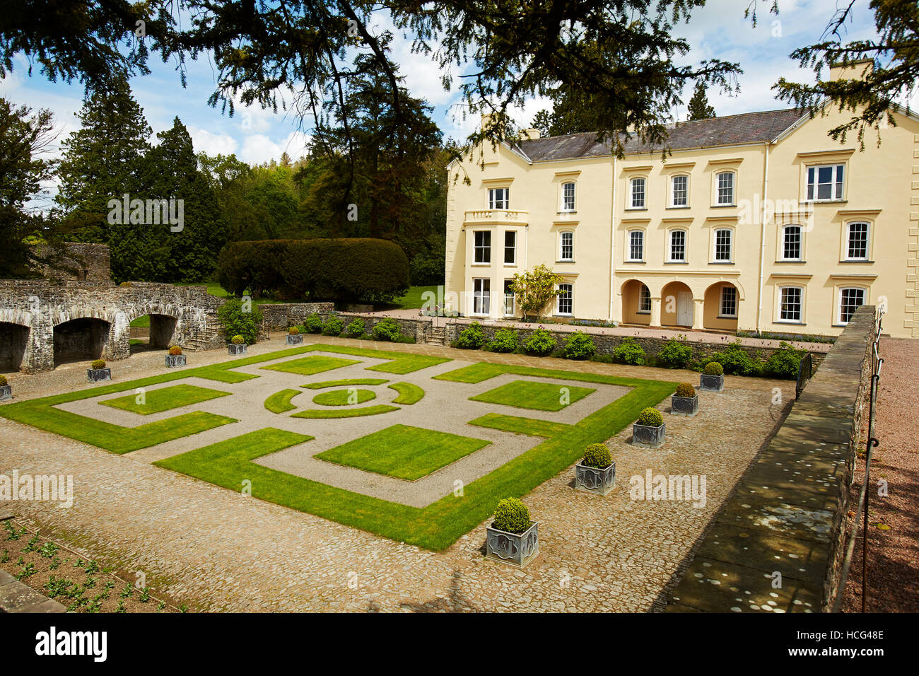 Casa Aberglasney, Aberglasney giardini, vicino a Llandeilo, Carmarthenshire, Wales, Regno Unito Foto Stock