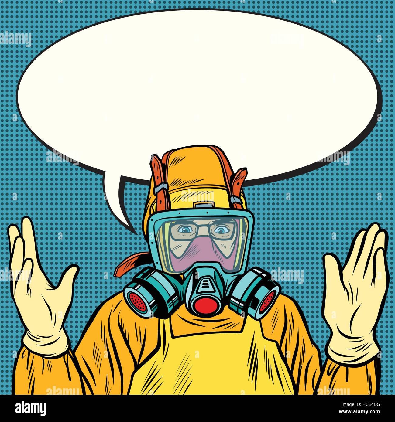 Scienziato chimico in tuta protettiva, lab Illustrazione Vettoriale