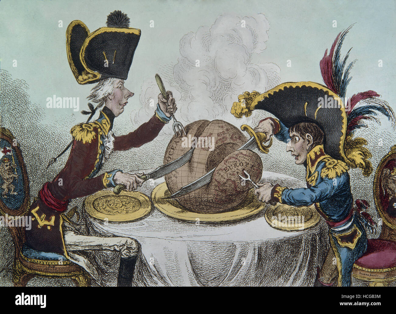 James Gillray - Il Plumb-Pudding in pericolo - o - Stato buongustai tenendo onu Petit Souper - 1805 Foto Stock