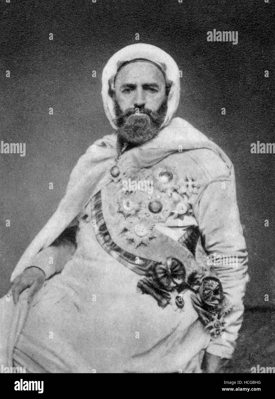 Ritratto di Abd el-Kader, emiro di Algeria - 1875 Foto Stock
