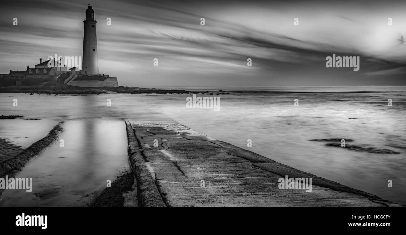 St Marys Faro e Whitley Bay Foto Stock
