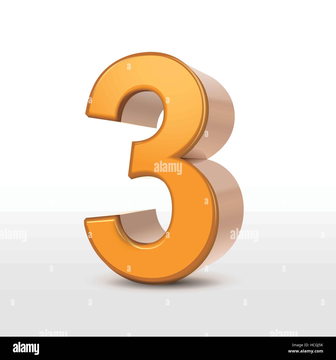 Golden 3d numero 3 isolato su bianco Illustrazione Vettoriale