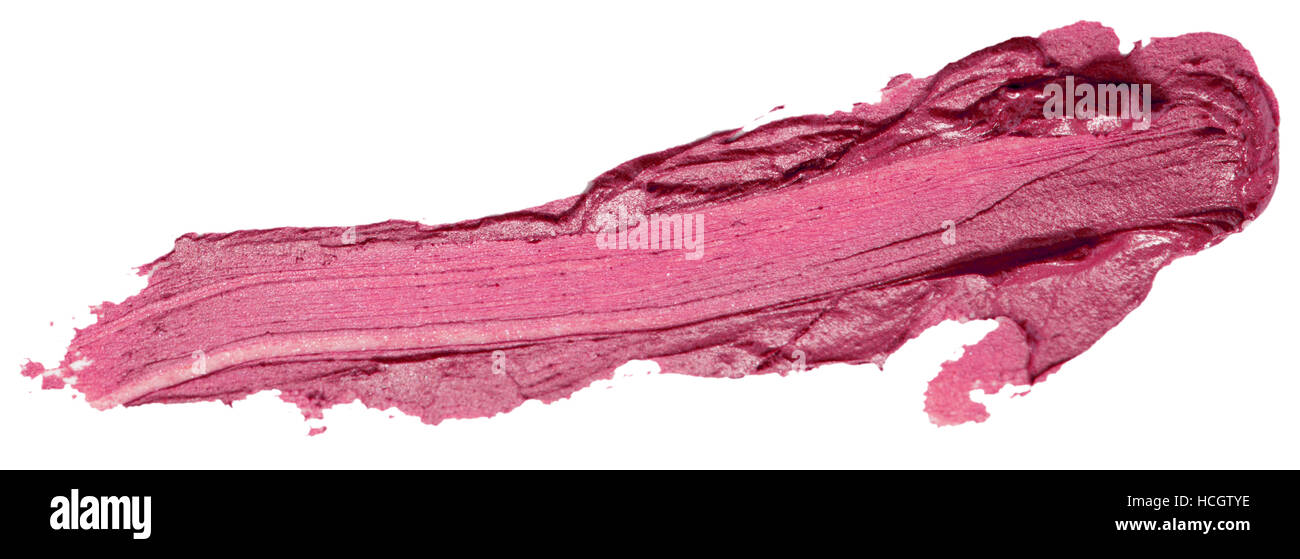 Rosa scuro corsa di rossetto isolato su uno sfondo bianco. Foto Stock