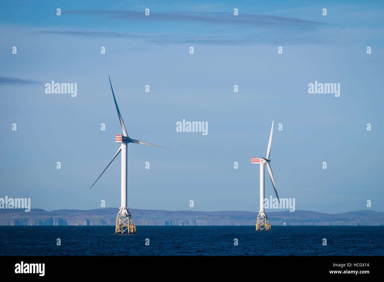 Turbina eolica generatori di Beatrice progetto dimostrativo in Moray Firth, Scozia Foto Stock