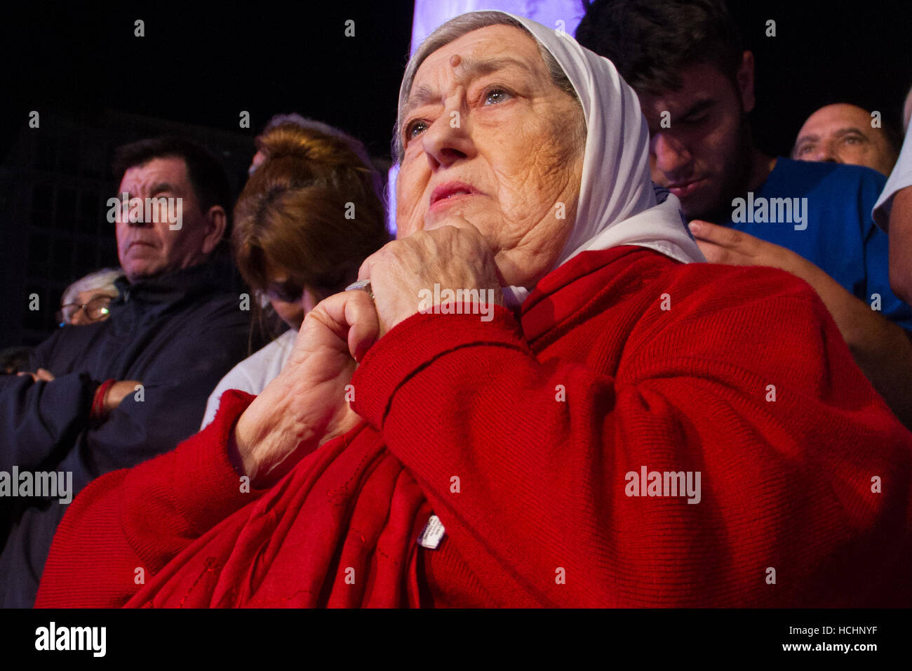 Buenos Aires, Argentina. L'8 dicembre, 2016. Hebe de Bonafini durante il Madres de Plaza de Mayo's Parade sulla Plaza de Mayo a Buenos Aires, Argentina Credito: Néstor J. Beremblum/Alamy Live News Foto Stock