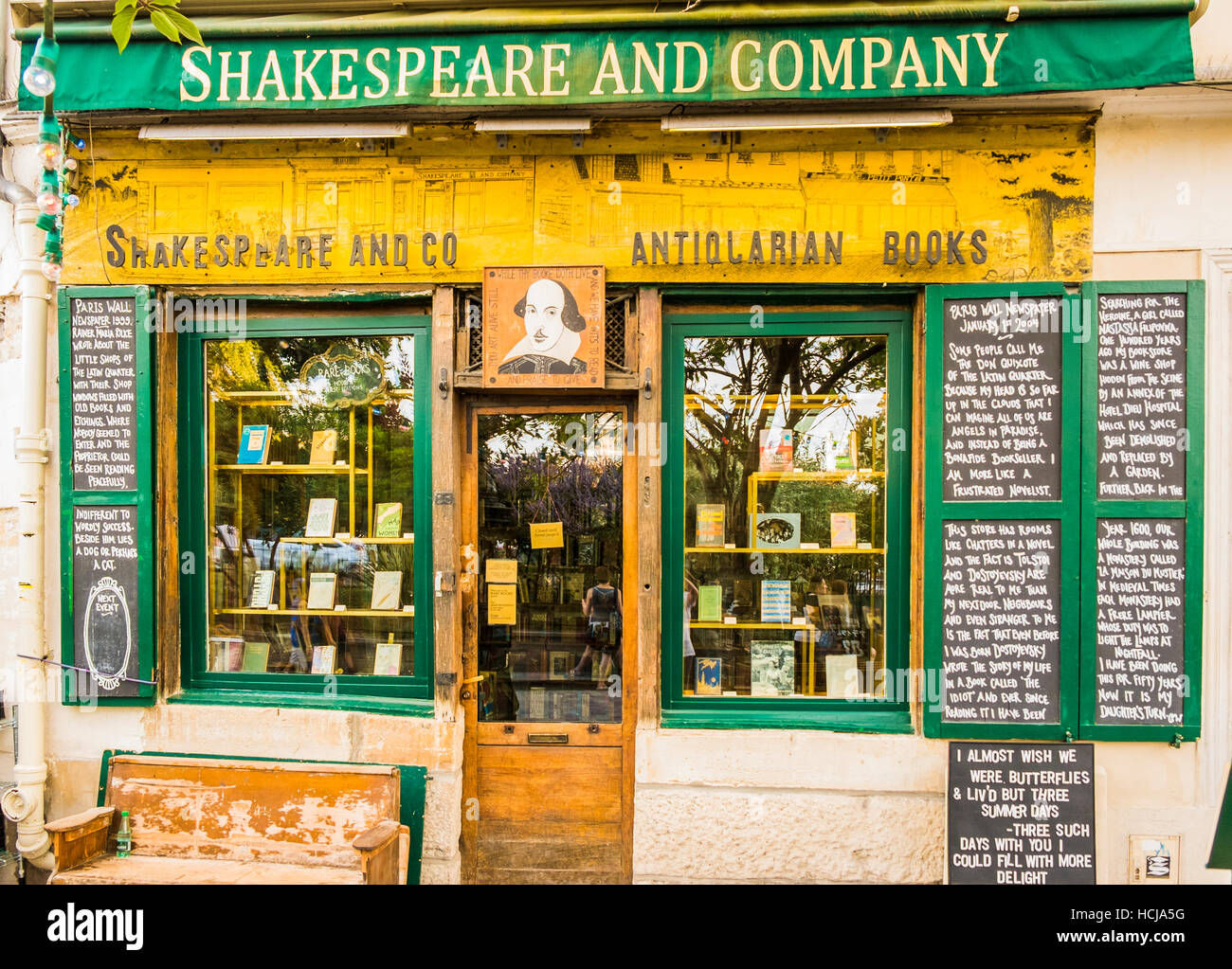 Shakespeare e la società bookstore, vista esterna Foto Stock
