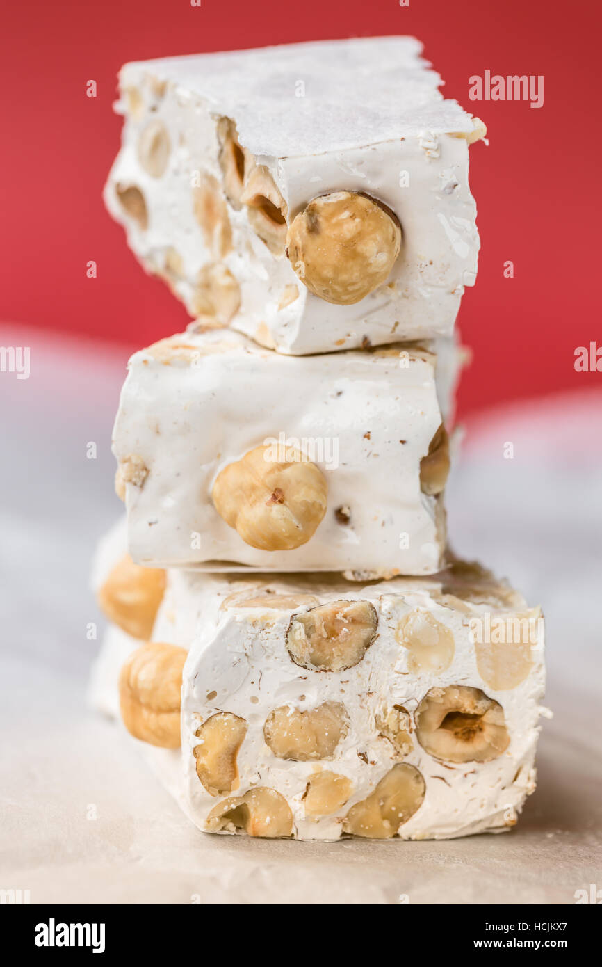 Torrone di nocciole o il torrone di Sardegna Foto Stock