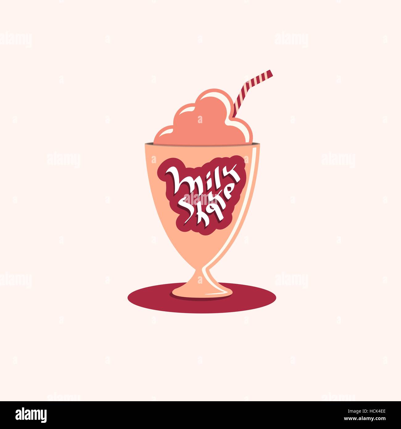 Frullato di mano il testo disegnato sul vetro. Fresche dolci crema fredda bevanda alimento idea illustrazione vettoriale. Un sano dessert drink concetto. Illustrazione Vettoriale