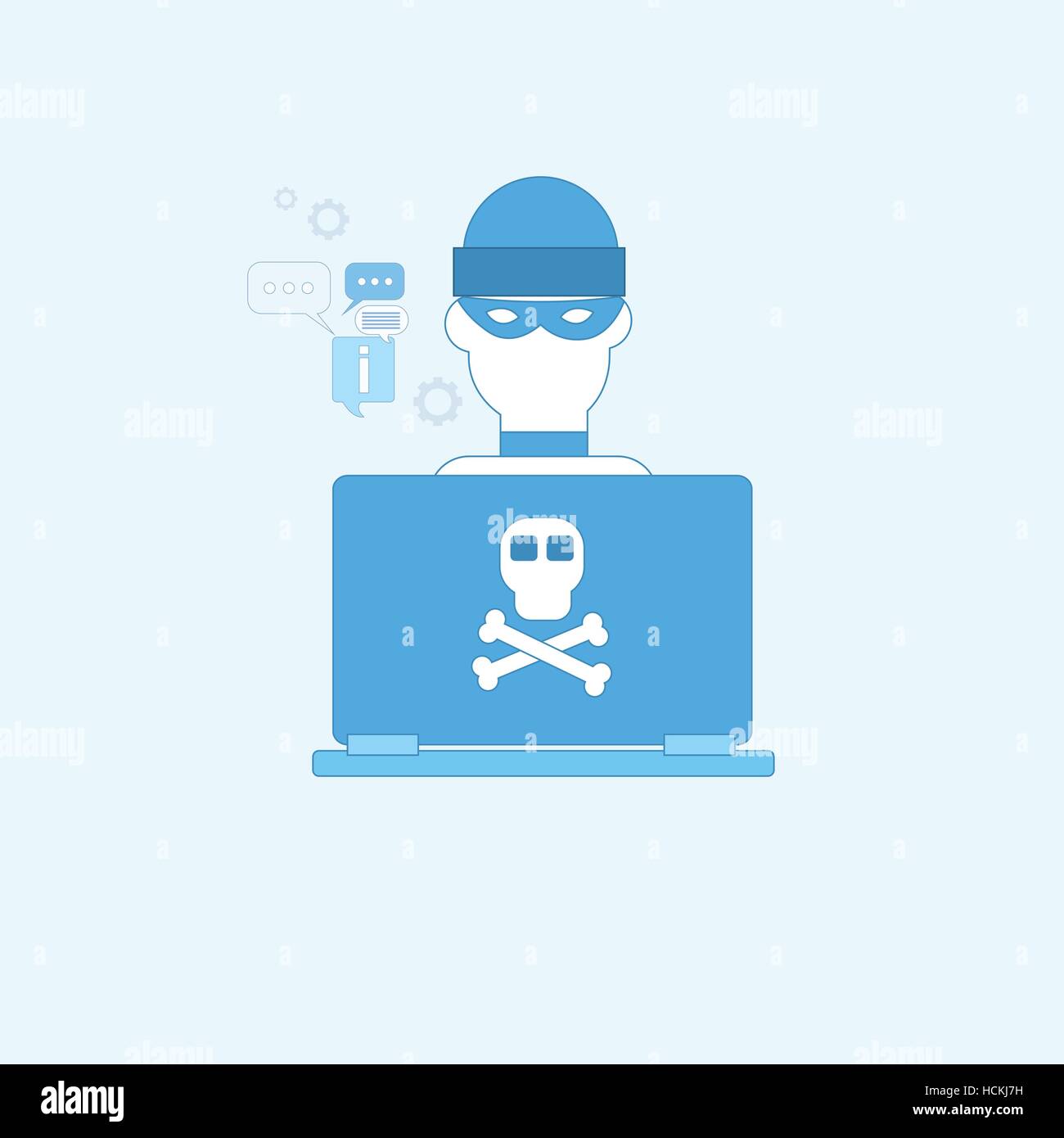 Attività di hacker virus informatici per la protezione dei dati Internet Privacy Sicurezza delle informazioni Banner Web Illustrazione Vettoriale