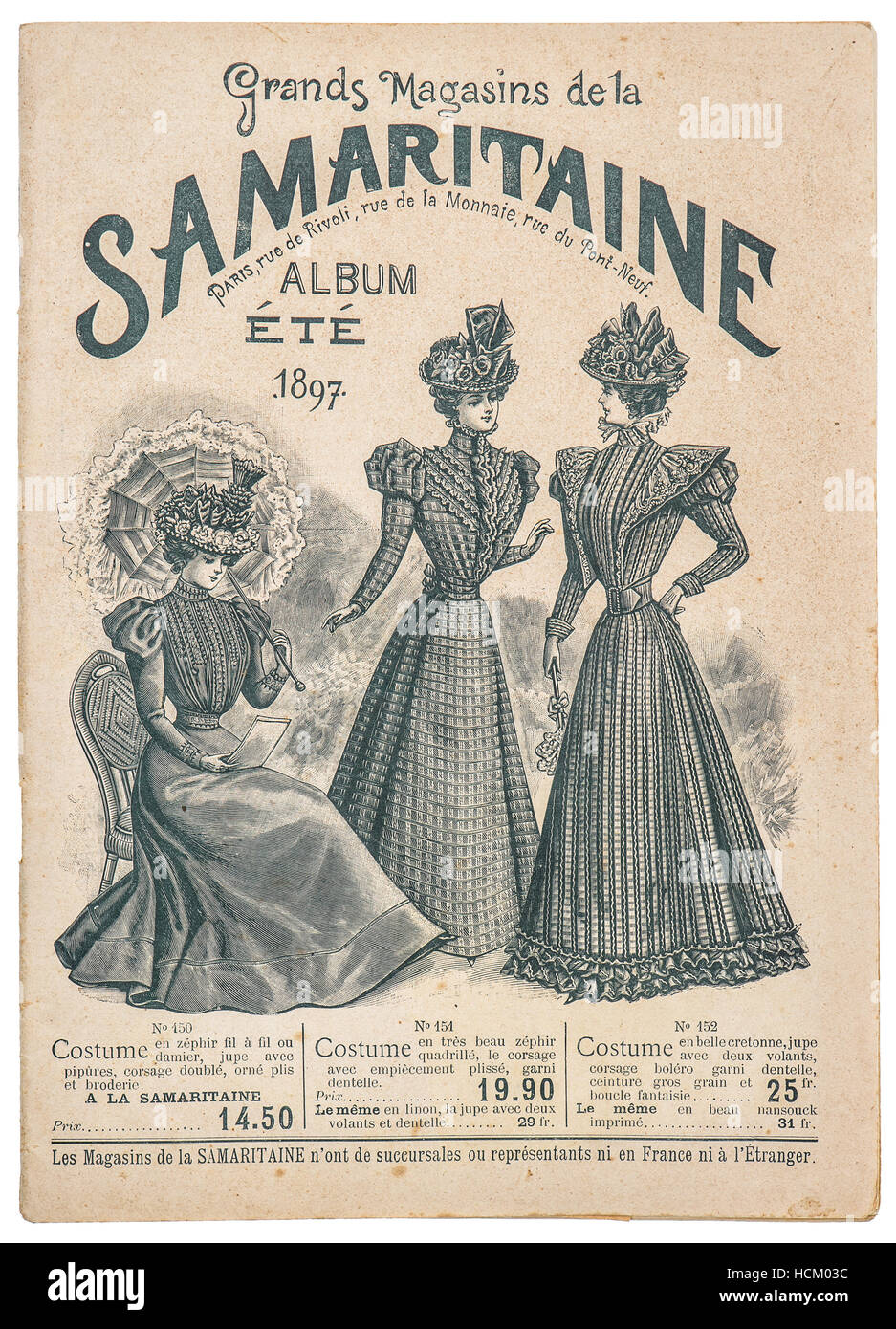 Antico negozio di moda pubblicità, coperchio della originale catalogo shopping La Samaritaine, Parigi, Francia, circa 1897 Foto Stock