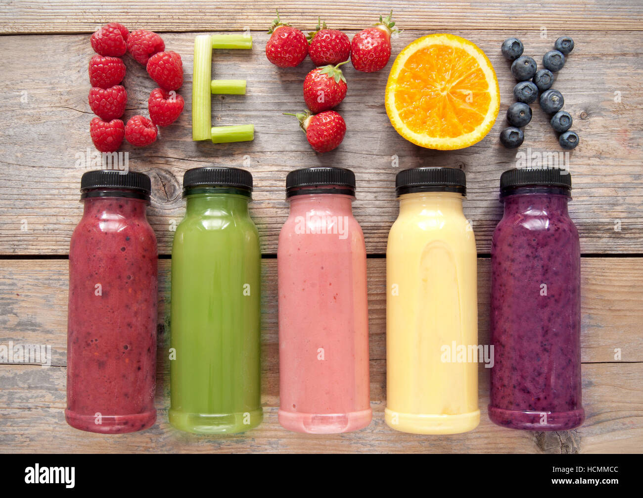 Detox i frullati di frutta e verdura Foto Stock