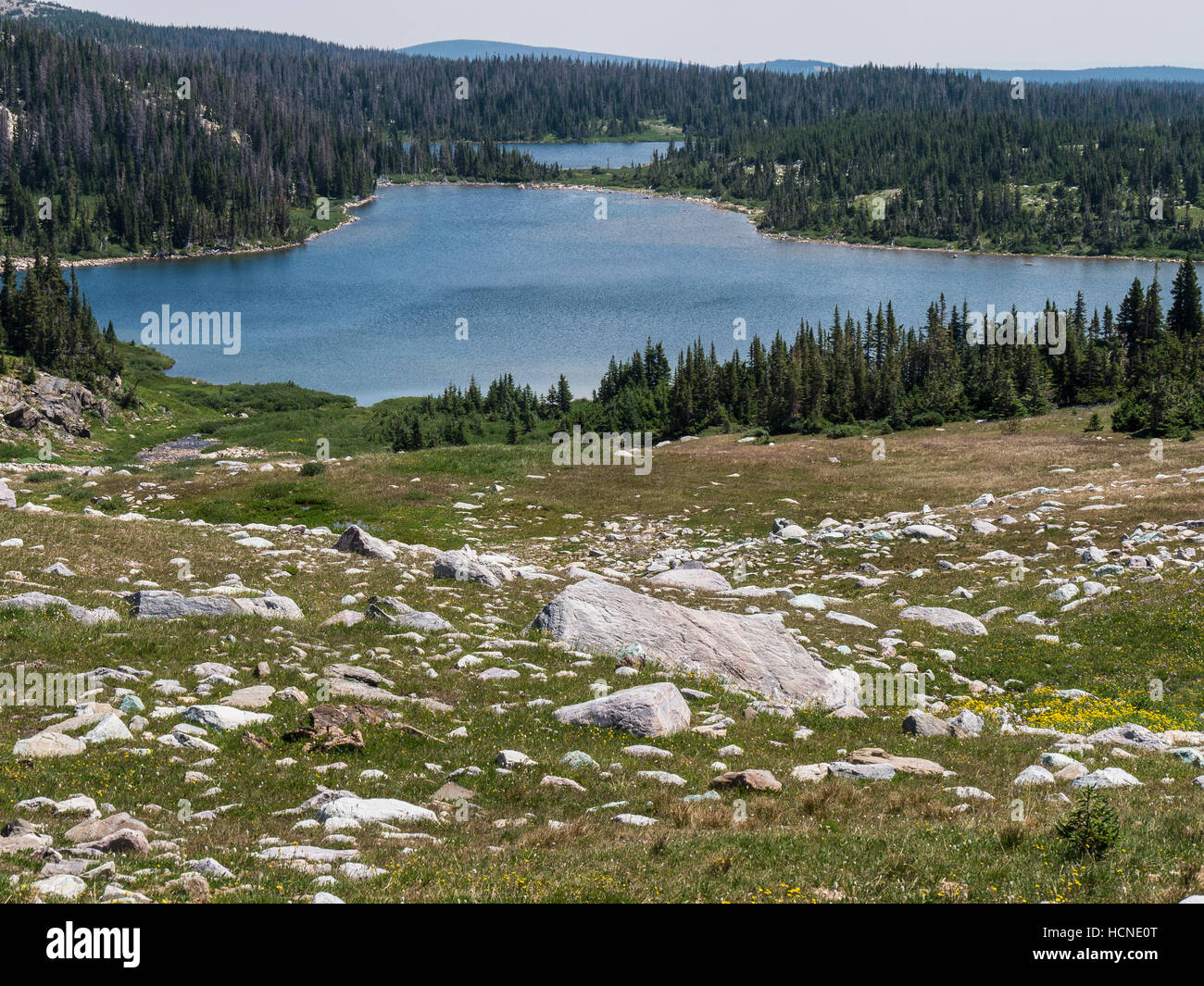 Telefono laghi, perso il Lago Trail, Medicina Bow-Routt National Forest, Snowy Range, Wyoming. Foto Stock