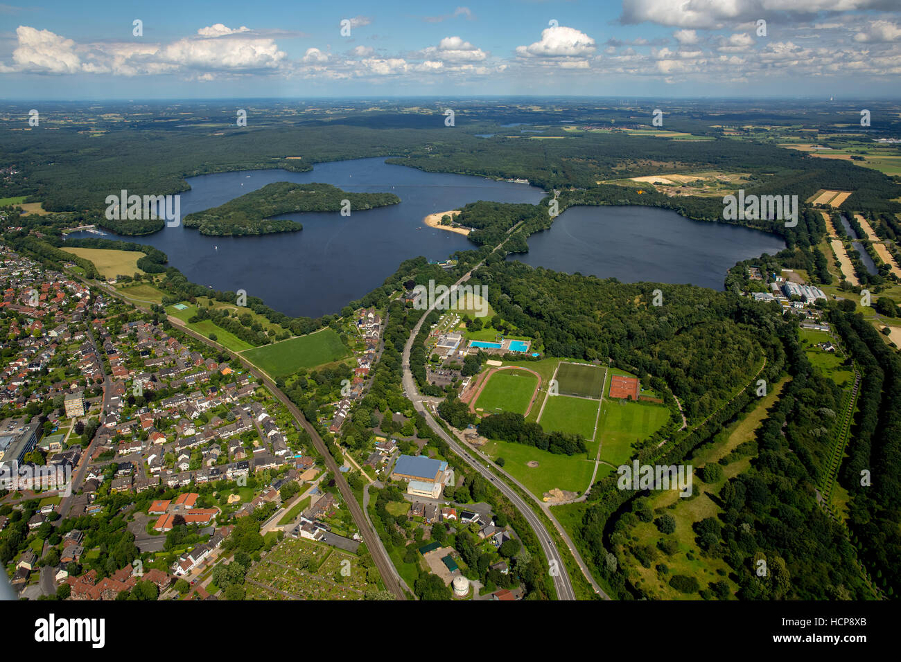 Vista aerea del serbatoio, Haltern, Ruhr, Renania settentrionale-Vestfalia, Germania Foto Stock