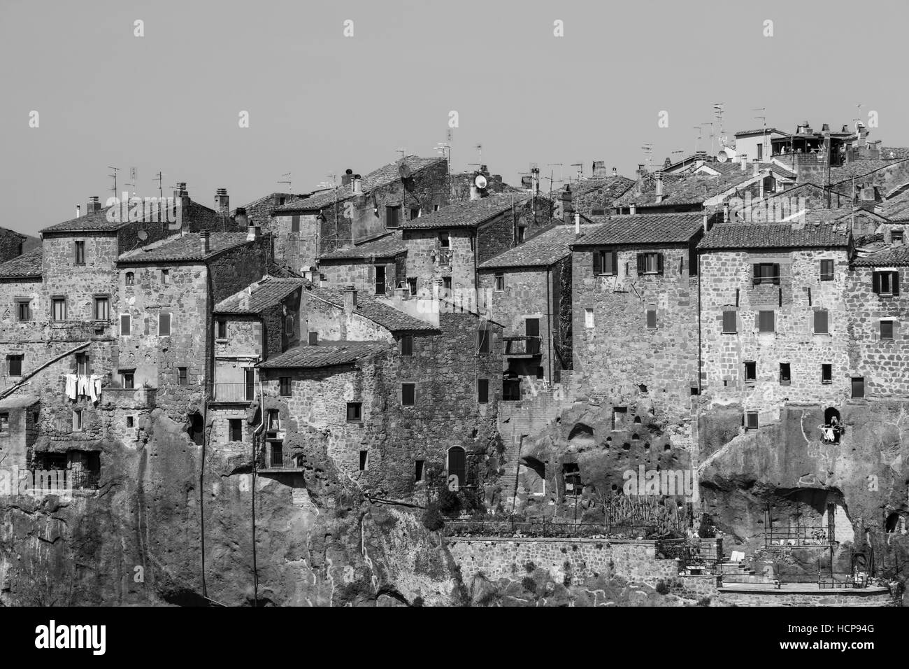 Vecchie case, Pitigliano, Toscana, Italia, Europa Foto Stock