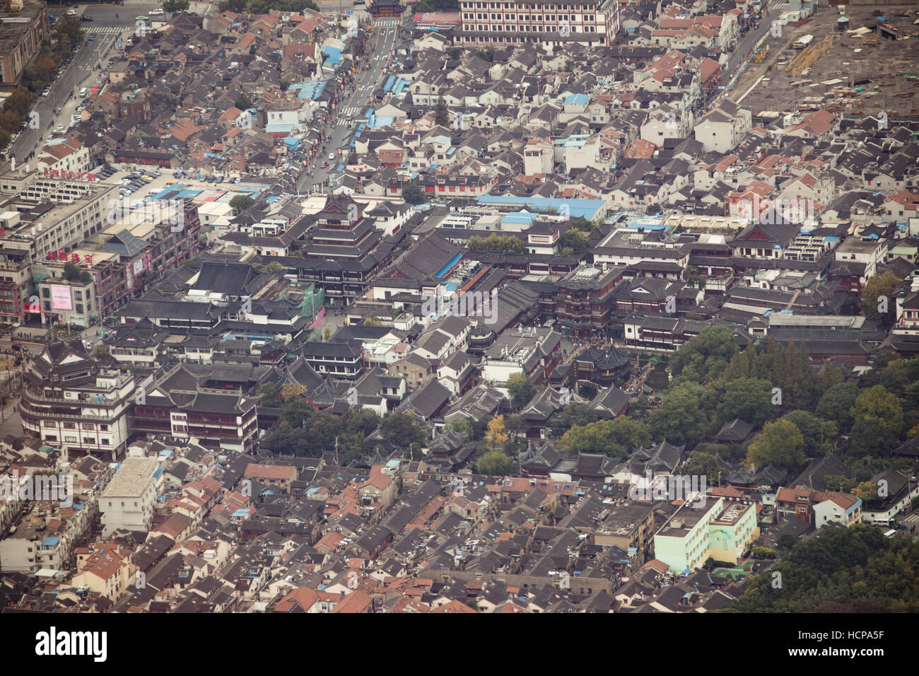 Vista aerea di Il Giardino di Yuyuan, Shanghai, Cina Foto Stock