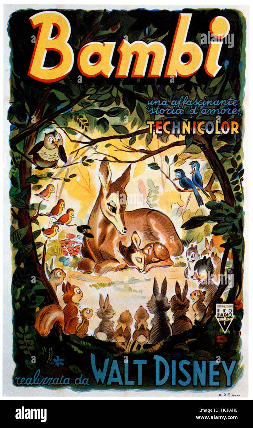 BAMBI, Bambi della madre, Bambi, poster italiano arte dal 1950, 1942, ©Walt  Disney Pictures/cortesia Everett Collection Foto stock - Alamy