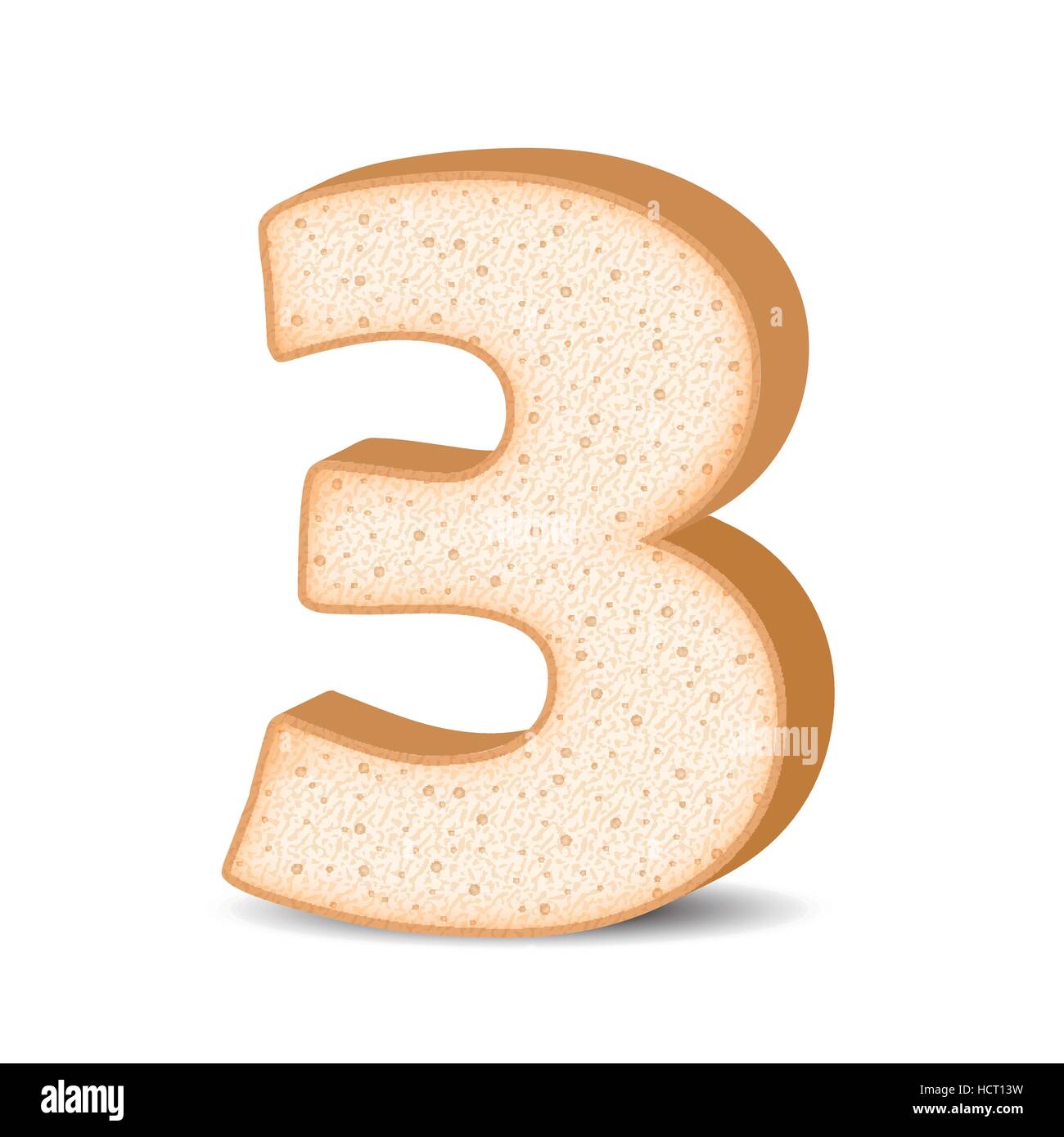 3d toast numero 3 isolati su sfondo bianco Illustrazione Vettoriale