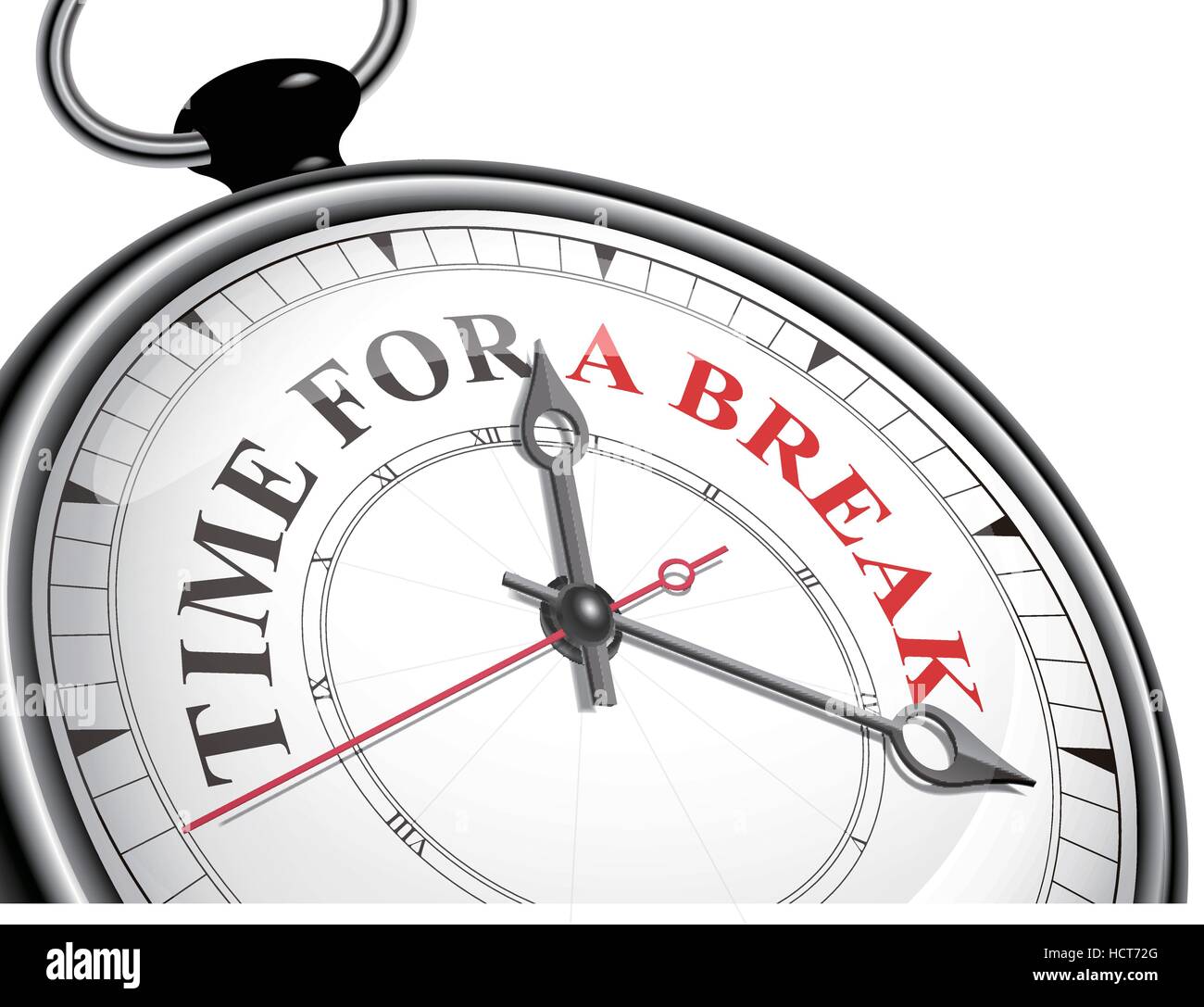 Il tempo per una pausa concetto orologio isolato su sfondo bianco Illustrazione Vettoriale