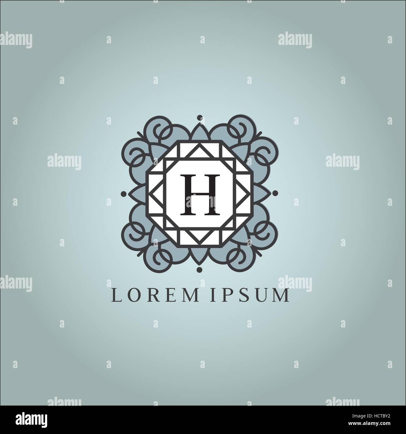Monogramma lineare vector logo symbol. Lettera Premium logotipo H. - Vettore Illustrazione Vettoriale