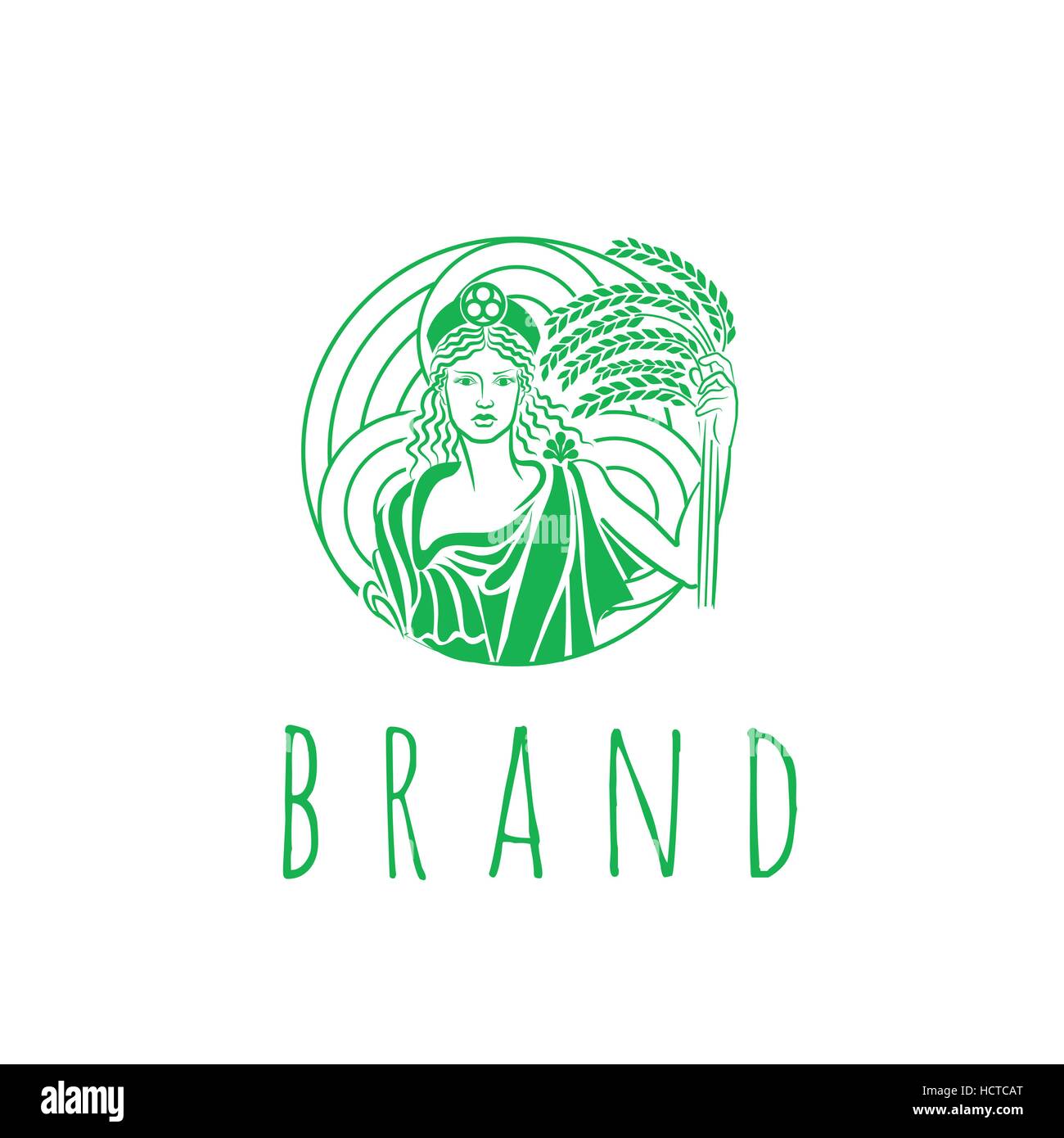 Agricoltura dea logo vettoriale modello - Vettore. Dea greca illustrazione Illustrazione Vettoriale