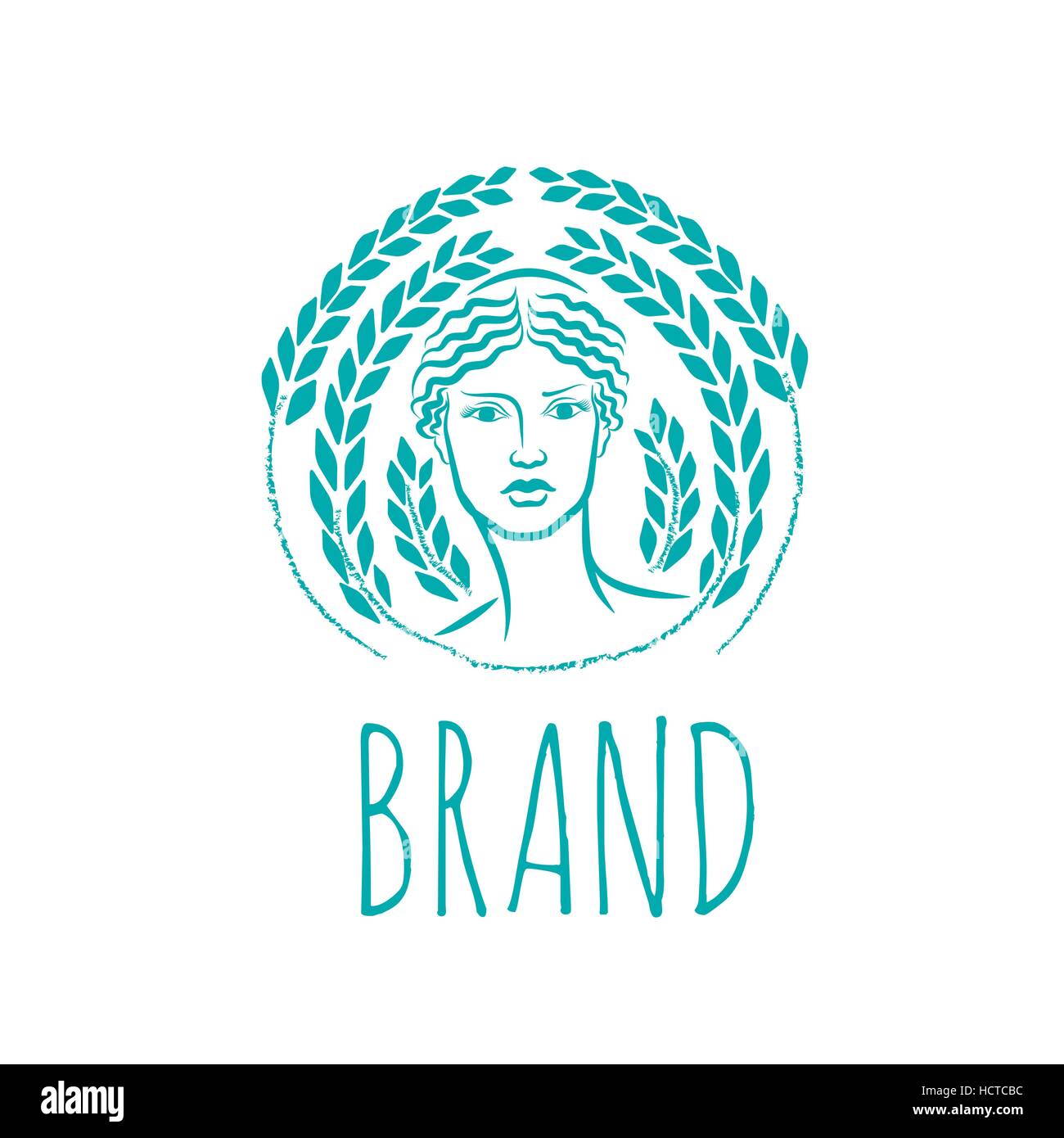 Agricoltura dea logo vettoriale modello - Vettore. Dea greca illustrazione Illustrazione Vettoriale