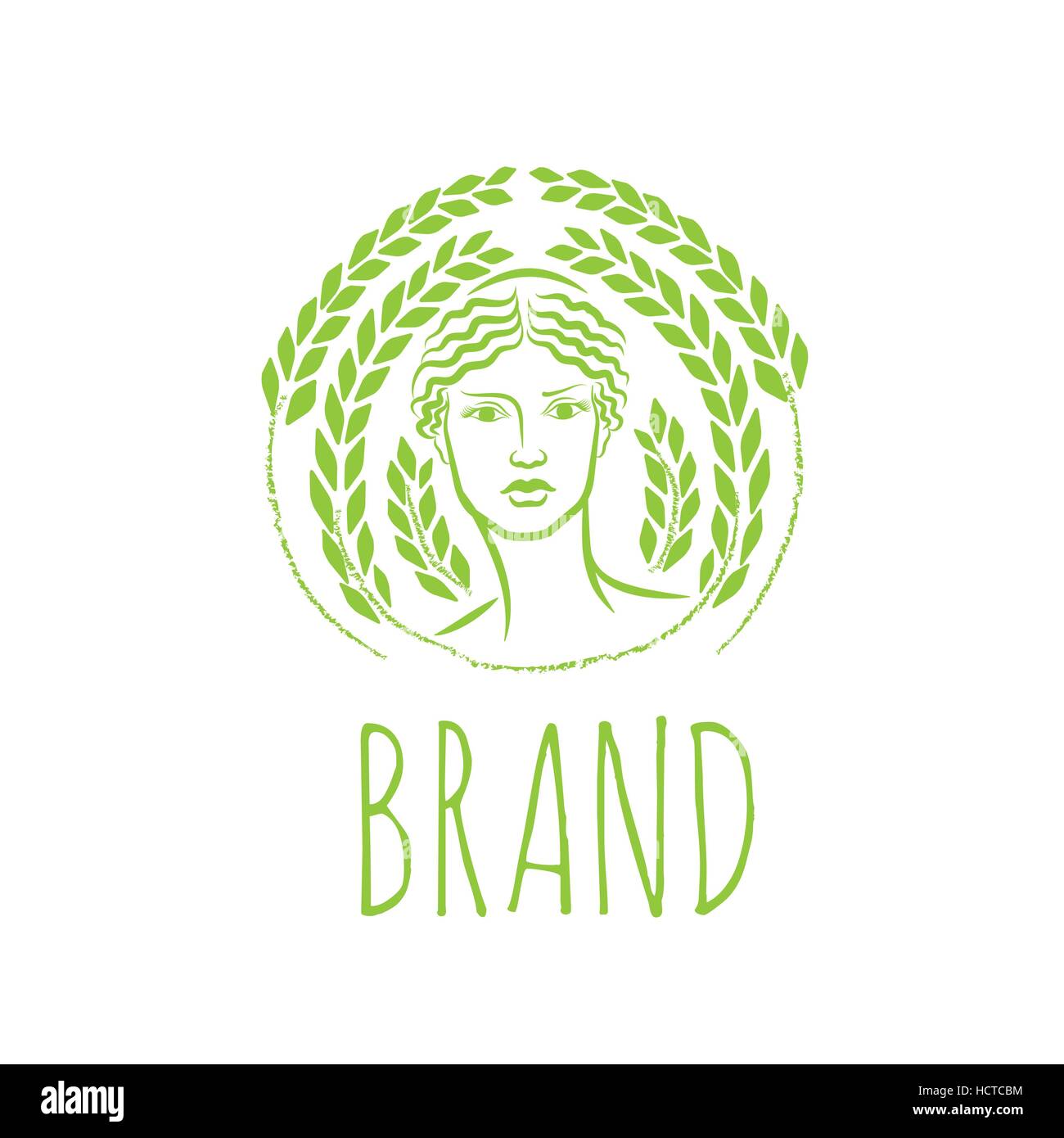 Agricoltura dea logo vettoriale modello - Vettore. Dea greca illustrazione Illustrazione Vettoriale