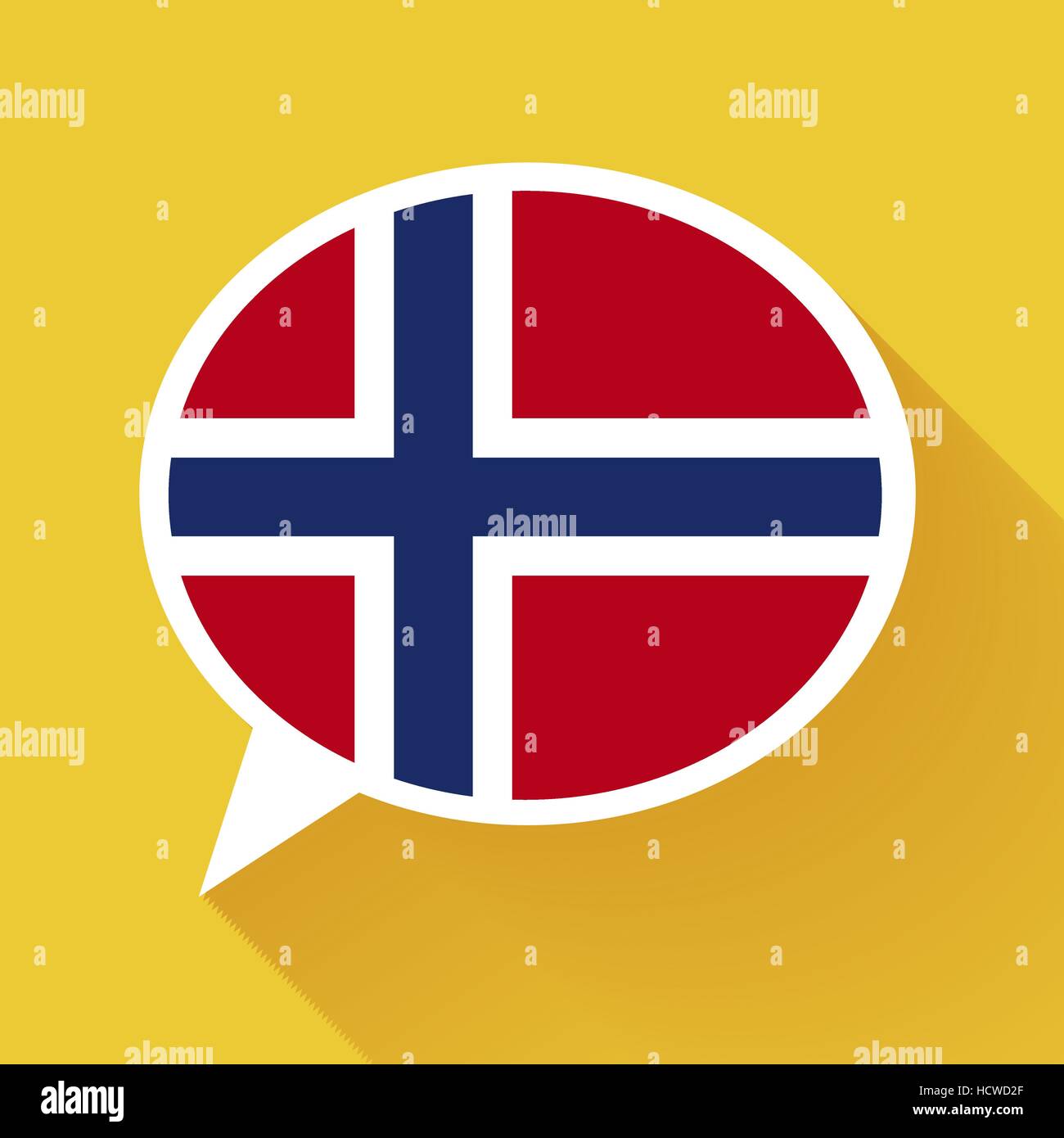 White discorso bolla con bandiera della Norvegia Illustrazione Vettoriale