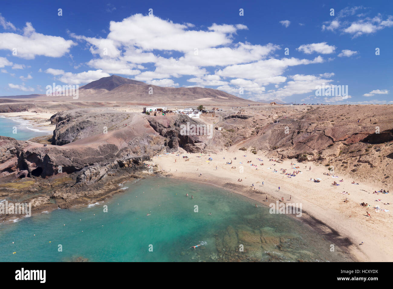 Playa Papagayo beach, vicino a Playa Blanca, Lanzarote, Isole Canarie, Spagna, Atlantico Foto Stock
