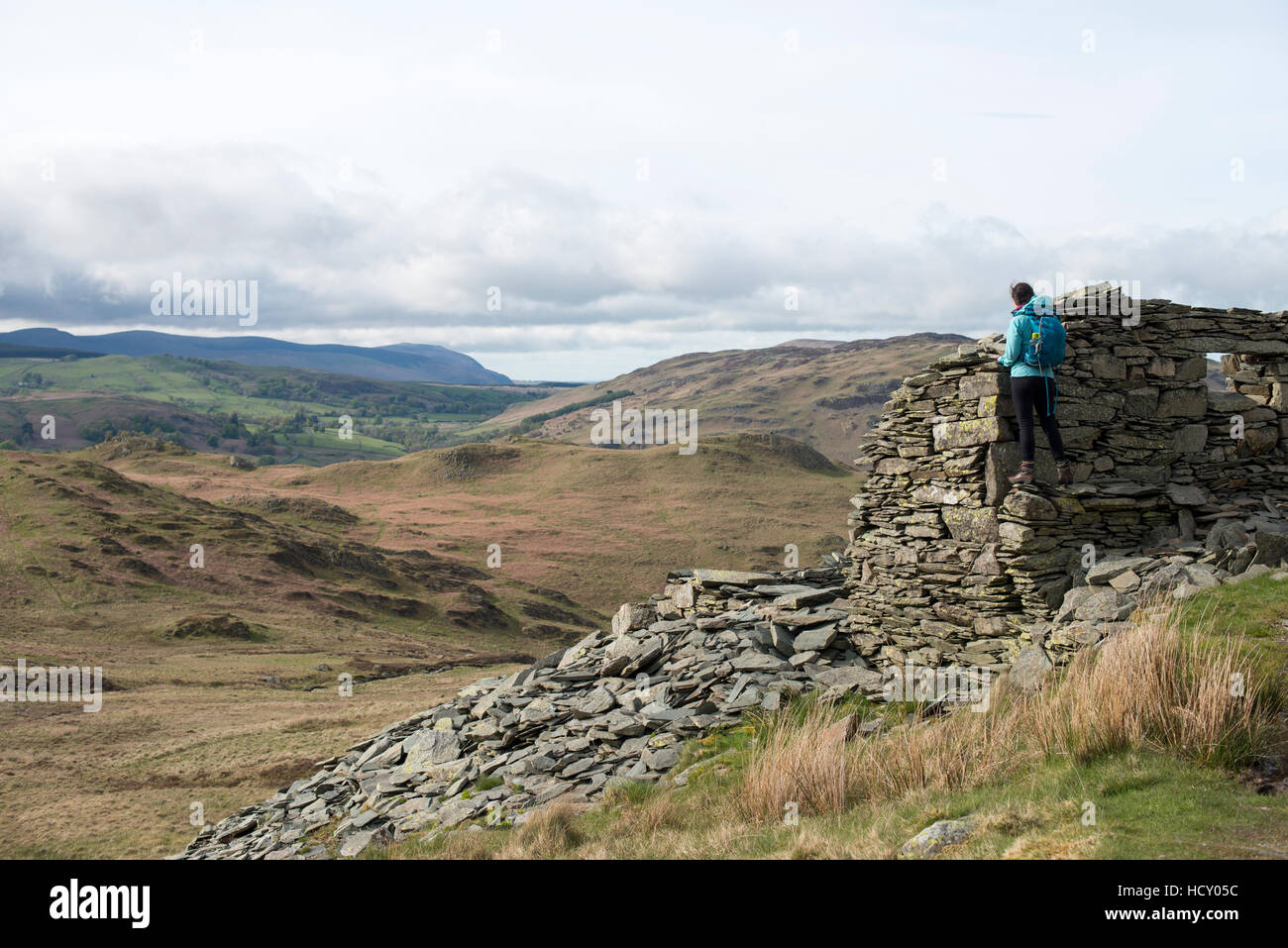 Escursionismo fino luogo cadde vicino a Ullswater, Parco Nazionale del Distretto dei Laghi, Cumbria, Regno Unito Foto Stock