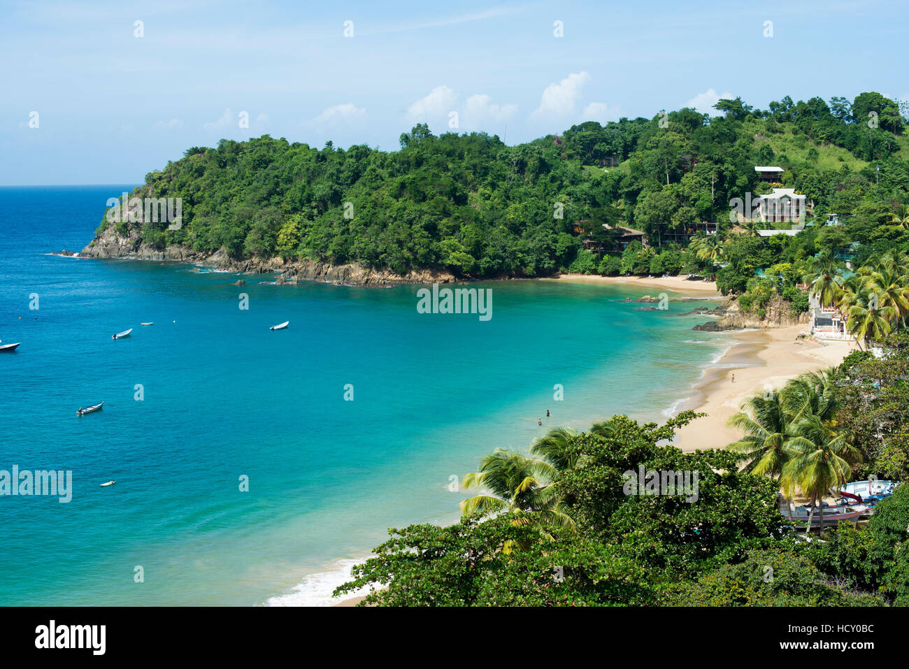 La spiaggia di Castara Bay di Tobago Trinidad e Tobago, West Indies, dei Caraibi Foto Stock