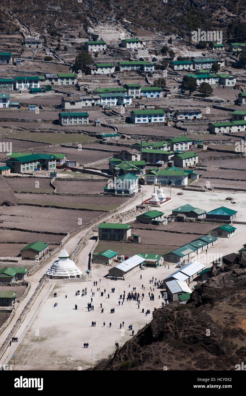 Villaggio di Khumjung nel Khumbu (Everest) Regione, Nepal Foto Stock