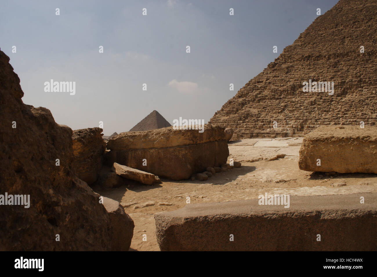 Area della Piramide di Giza in Egitto Foto Stock