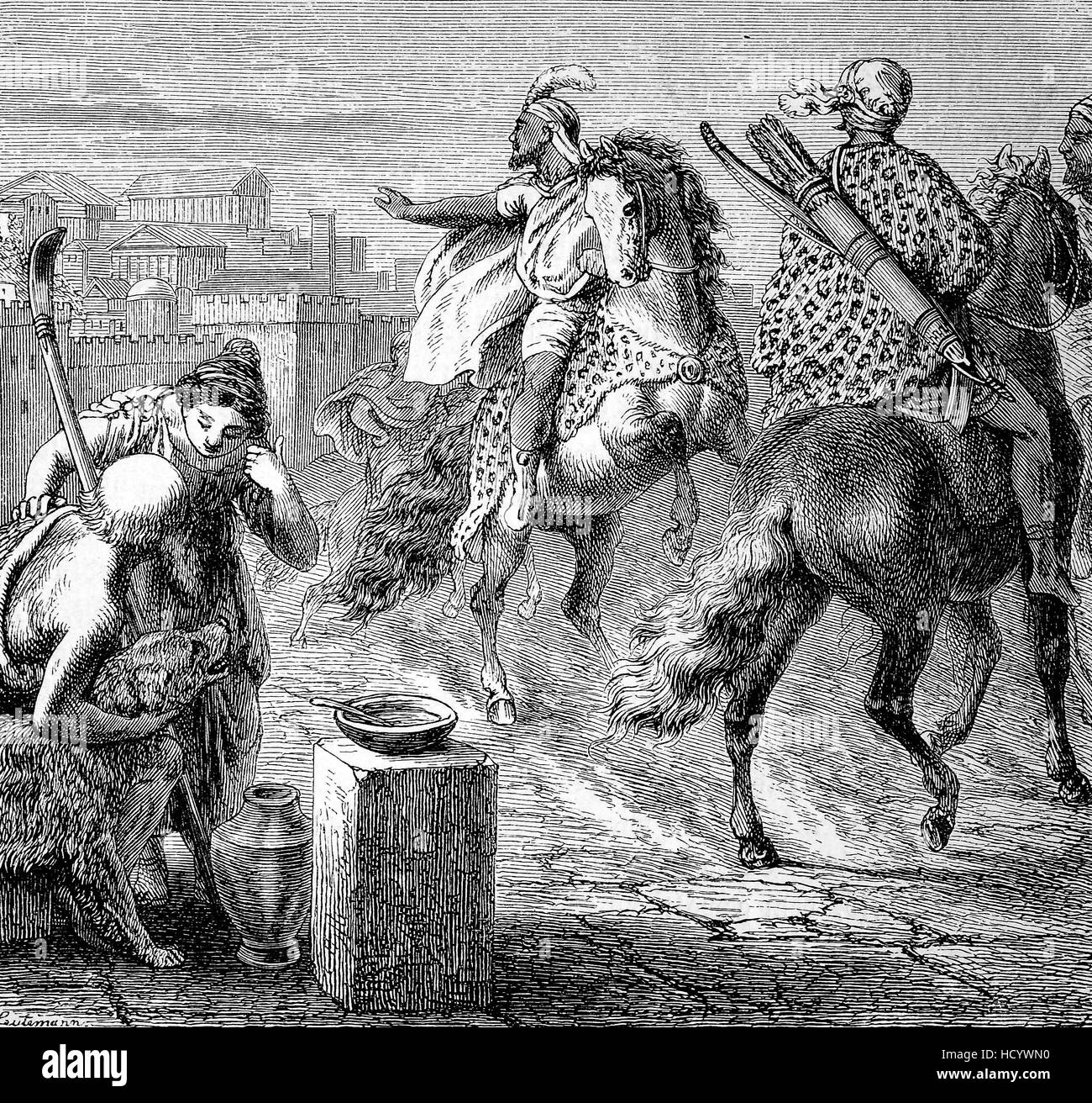 Jugurtha o Jugurthen, 160 BC -104 BC, un re di Numidia, lasciando Roma, la storia di Roma antica, l'impero romano, Italia Foto Stock