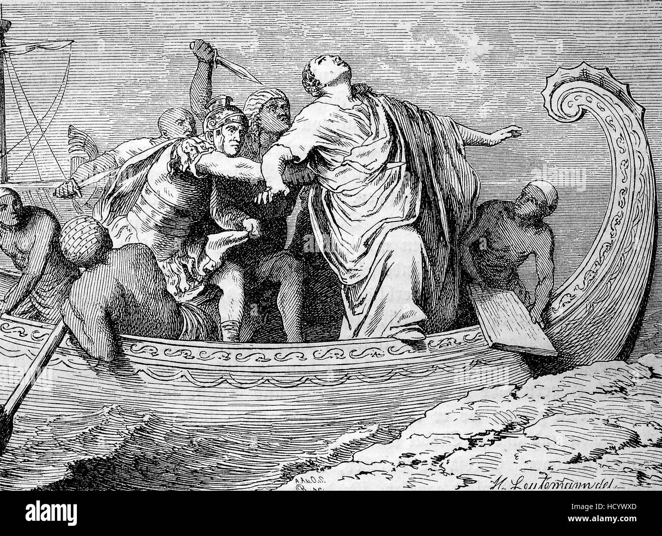 Assassino di Gnaeus Pompeo Magno, 106 BC - 48 BC, Pompeo, Pompeo il Grande, un militare e leader politico della tarda Repubblica Romana, la storia di Roma antica, l'impero romano, Italia Foto Stock
