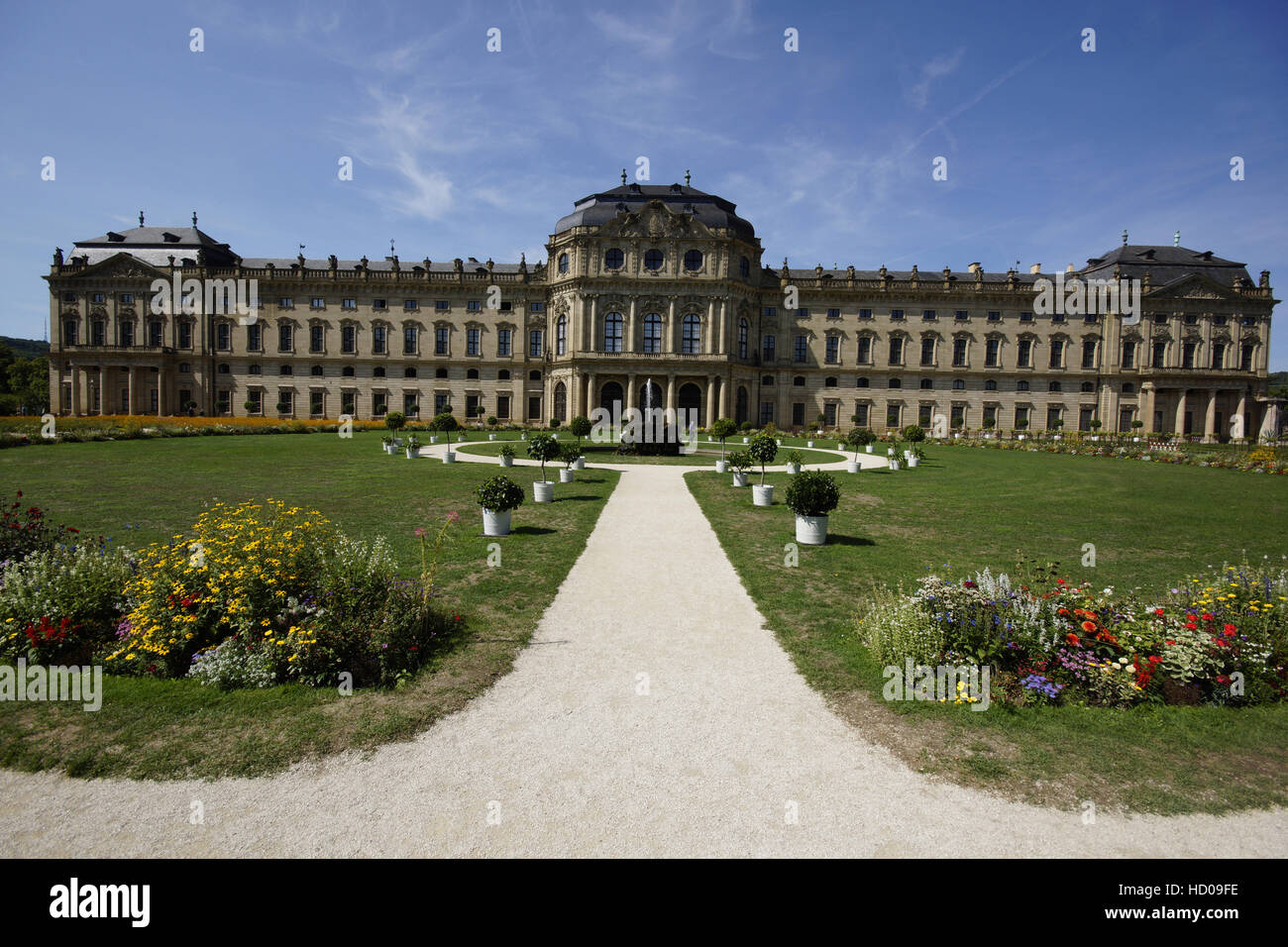 Residenza di Würzburg, giardino anteriore, Würzburg, bassa Franconia, Baviera, Germania Foto Stock