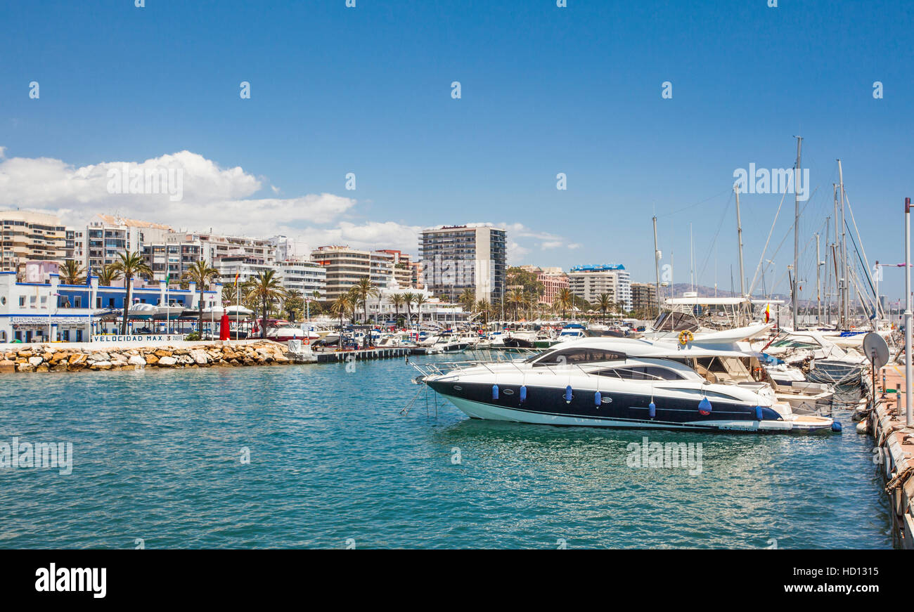 Spagna, Andalusia, provincia di Malaga, Costa del Sol, Marbella, yacht a Puerto Deportivo yacht harbour Foto Stock