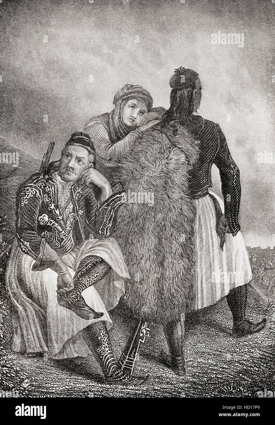 Markos Botsaris, c. 1788 - 1823. Generale greco ed eroe della guerra greca di indipendenza e capitano della Souliotes. Foto Stock