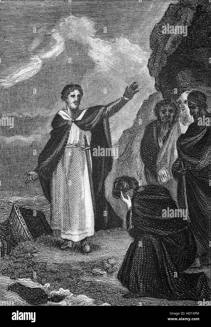 All'inizio del XI secolo, re canuto o Cnut, impostare il suo trono in riva al mare e ha comandato la marea di fermare e non bagna i suoi piedi e accappatoi. Egli era ben consapevole del fatto che le maree non obbedire a Lui, e messo in scena la scena a rimproverare le lusinghe del suo cortigiani. Foto Stock