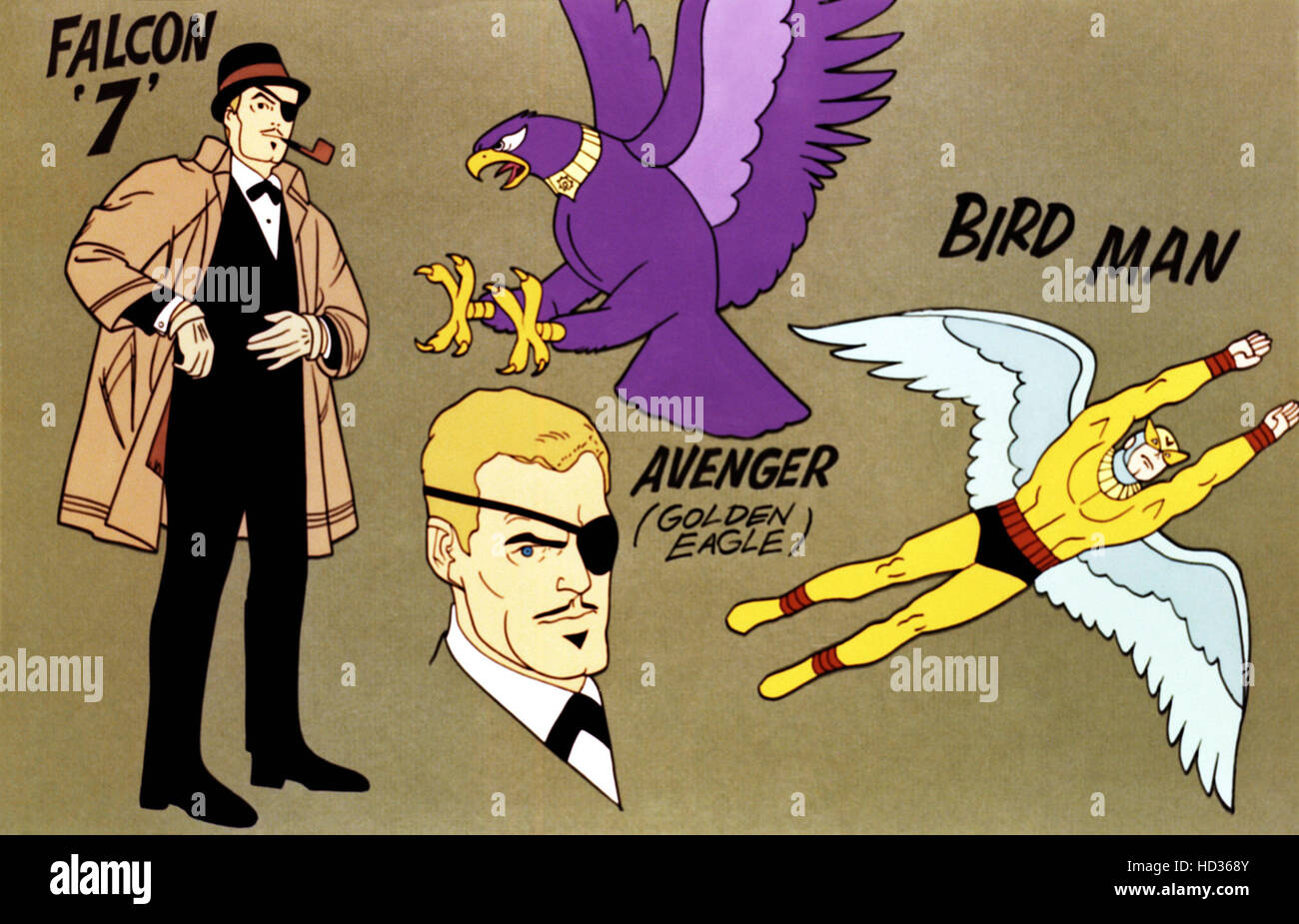 BIRDMAN E IL TRIO DI GALAXY, Falcon 7, Avenger (Golden Eagle), Birdman,  1967-69 Foto stock - Alamy