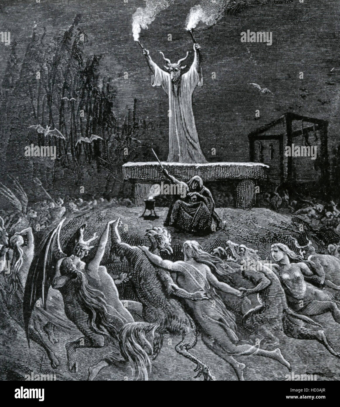 Il culto del diavolo incisione di Gustave Dore Foto Stock