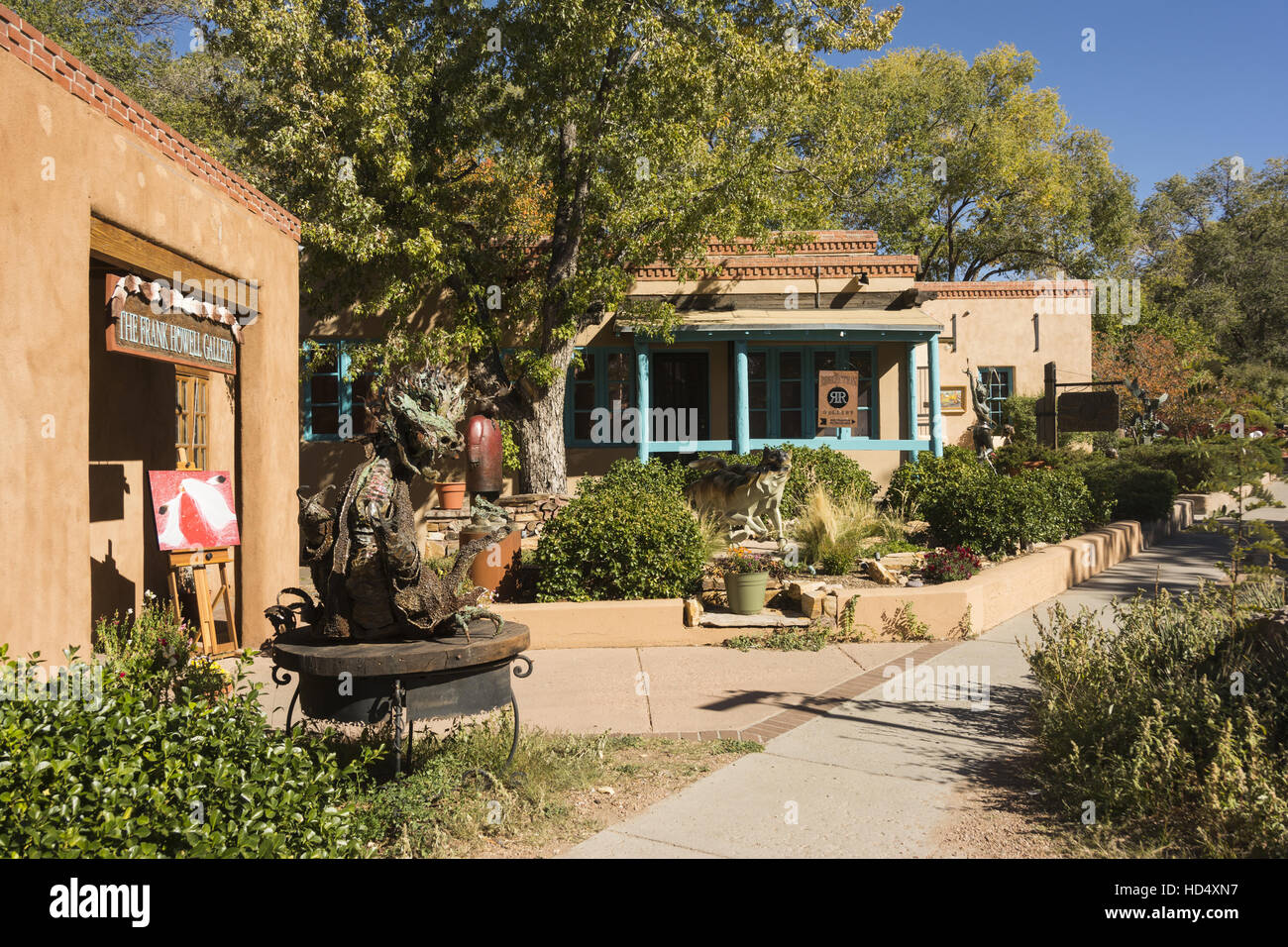 Nuovo Messico, Santa Fe, Canyon Road art district, scene di strada Foto Stock