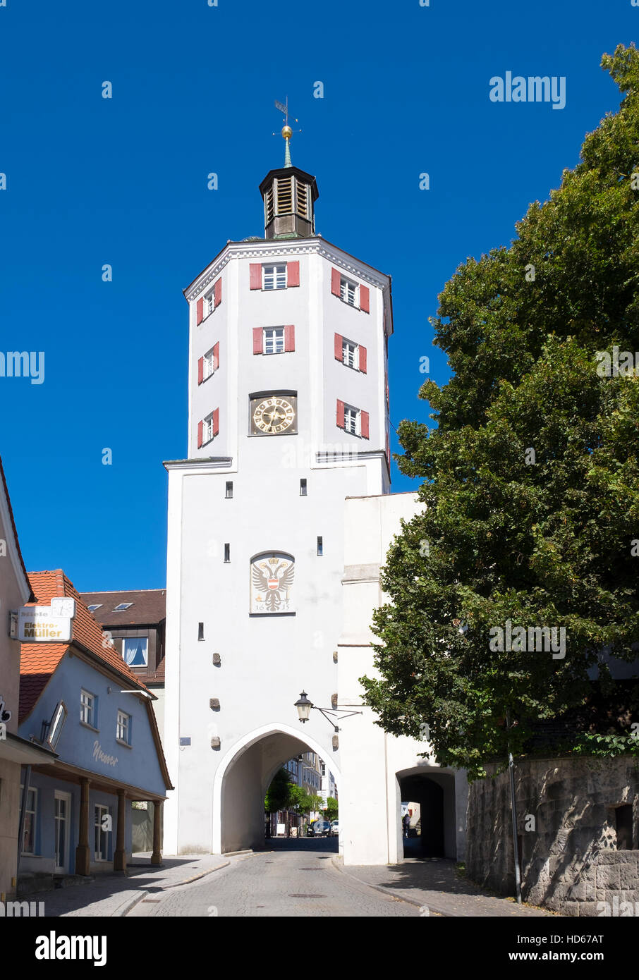 Abbassare il portellone, Gunzburg, Svevia, Baviera, Germania Foto Stock