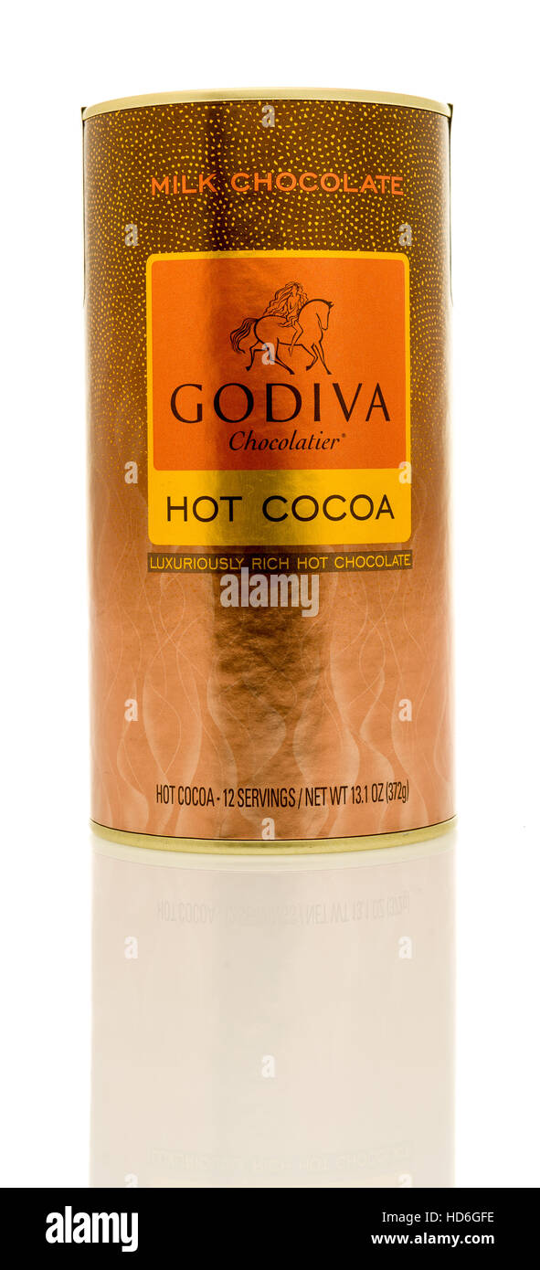 Winneconne, WI - 6 Dicembre 2016: Stagno di Godiva caldo mix di cacao isolato su un background. Foto Stock