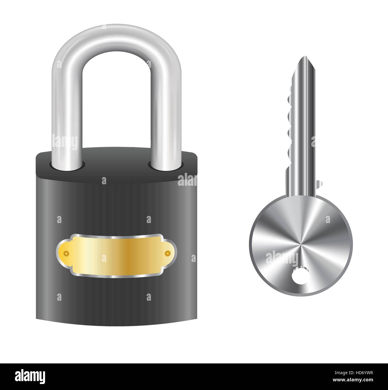 Nero chiave master di serratura e chiave in acciaio Illustrazione Vettoriale