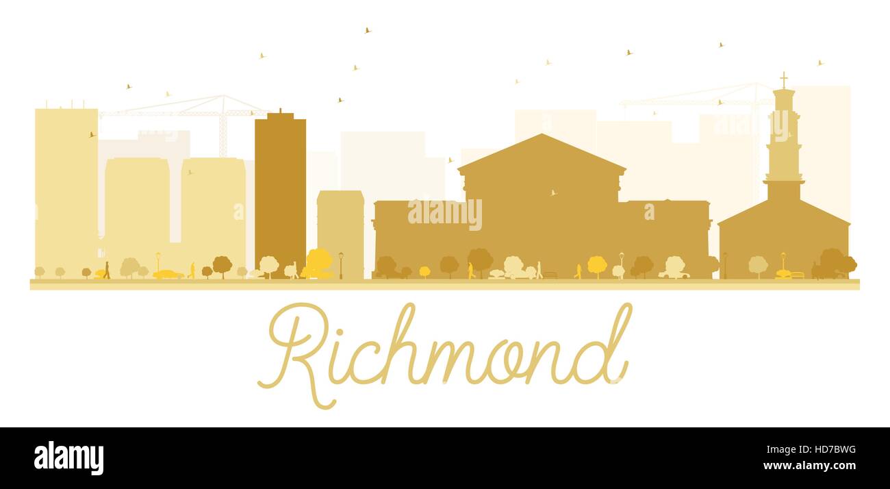 Richmond skyline della città golden silhouette. Illustrazione Vettoriale. Piatto semplice concetto per il turismo presentazione, banner, cartellone o web. Business travel Illustrazione Vettoriale